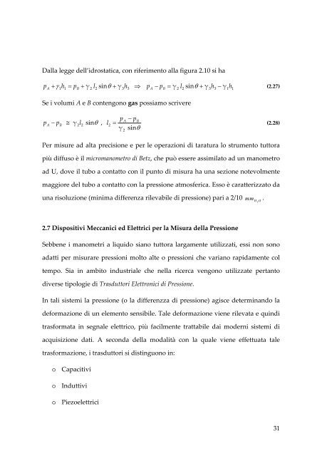 CAPITOLO 2: STATICA DEI FLUIDI - Dimeca