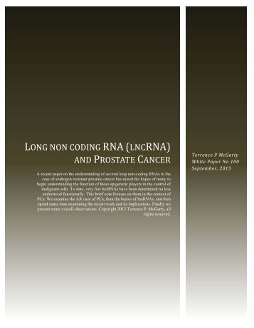 long non coding rna (lncrna) and prostate cancer - Telmarc Group