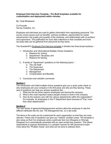 Employee Exit Interview Template – Pre-Built templates available for ...