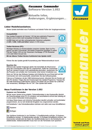 Informationen zum Update [pdf] - Viessmann Modellspielwaren GmbH