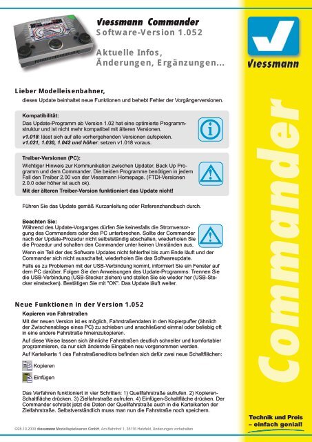 Informationen zum Update [pdf] - Viessmann Modellspielwaren GmbH