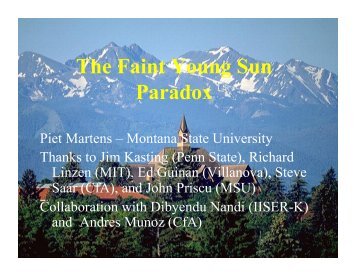 The Faint Young Sun Paradox - Solar Physics at MSU - Montana ...