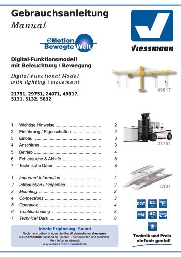 Gebrauchsanleitung Manual - Viessmann Modellspielwaren GmbH