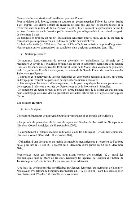 COMPTE RENDU DE LA COMMISSION ECONOMIE ... - La Couarde