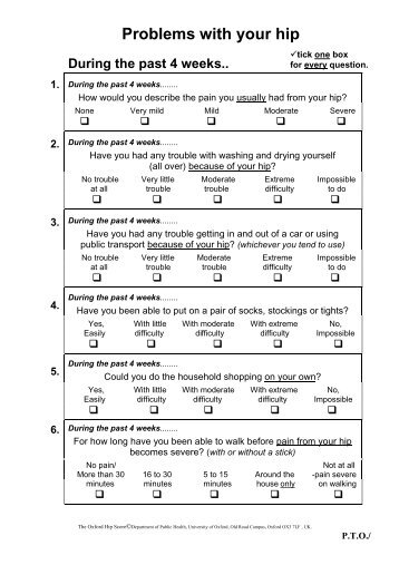 Oxford hip score - NHS Milton Keynes CCG