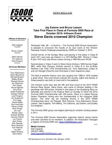 Steve Davis crowned 2010 Champion - My Formula 5000