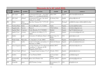 Directorio de la AC (abril 2012) - Centro de Estudios Cervantinos