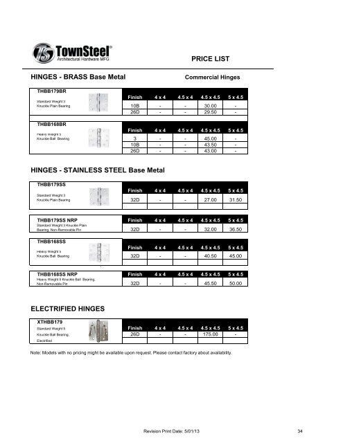 TownSteel 2013 Price List.pdf - Access Hardware Supply