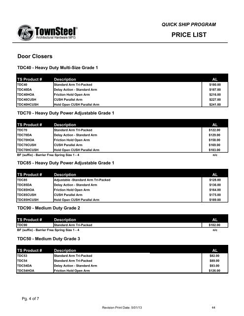 TownSteel 2013 Price List.pdf - Access Hardware Supply