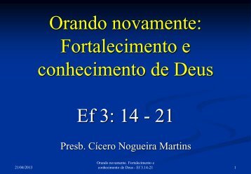 Orando novamente – Fortalecimento e conhecimento