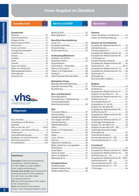 Beruf - Volkshochschule Aschaffenburg