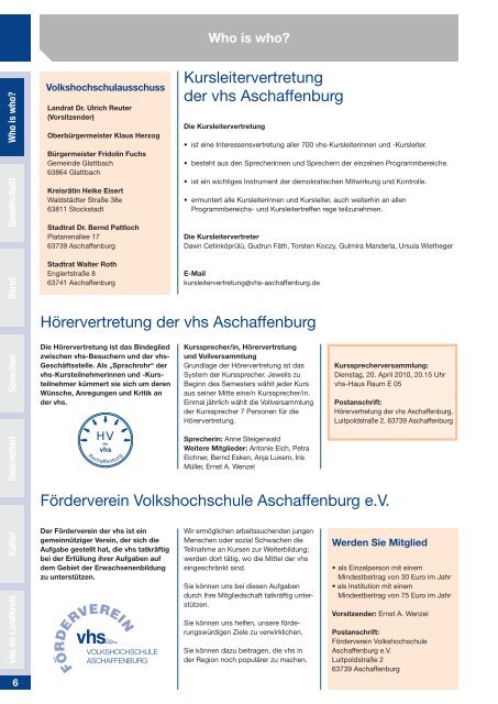 Beruf - Volkshochschule Aschaffenburg