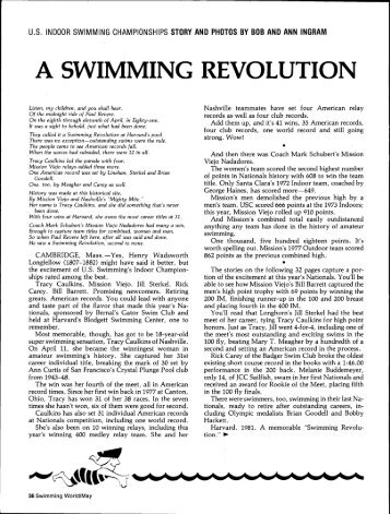 A SWIMMING REVOLUTION - Swimming World Magazine