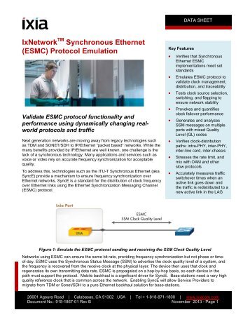 IxNetworkTM Synchronous Ethernet (ESMC) Protocol Emulation - Ixia