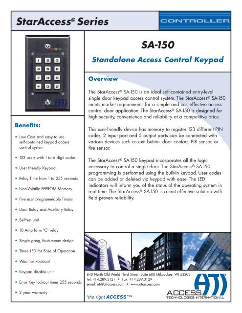 SA-150 Keypad Single Door System