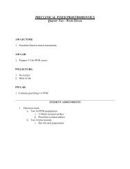 PRECLINICAL FIXED PROSTHODONTICS Quarter Two - Week ...