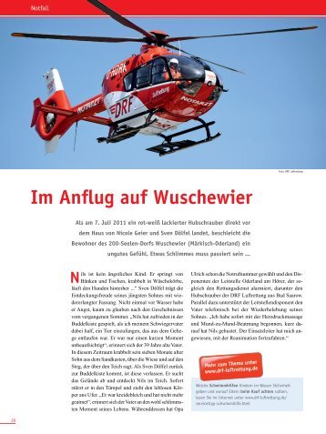 Im Anflug auf Wuschewier - DRF Luftrettung