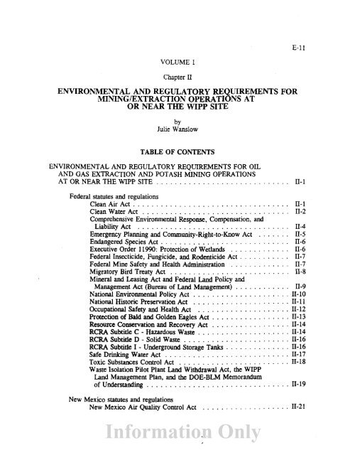 Information Only - Waste Isolation Pilot Plant - U.S. Department of ...