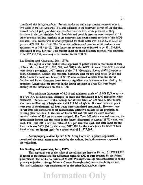 Information Only - Waste Isolation Pilot Plant - U.S. Department of ...