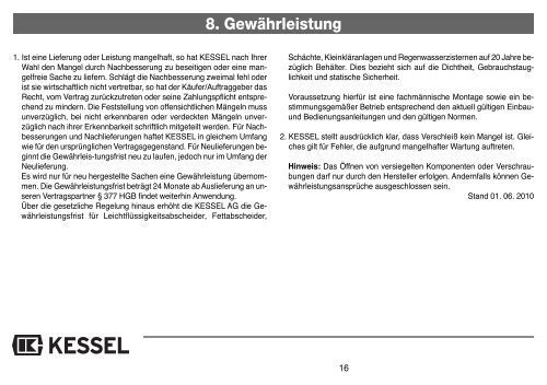 WarngerÃ¤t mit Elektrodensonde (20 220) oder optischer ... - Kessel