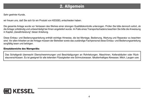 WarngerÃ¤t mit Elektrodensonde (20 220) oder optischer ... - Kessel