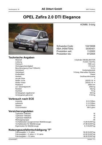 OPEL Zafira 2.0 DTI Elegance - Autohaus AE-Dittert in Koblenz