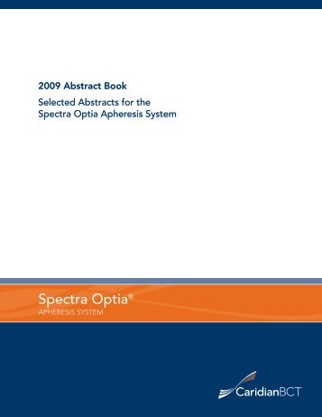 2009 Spectra Optia Apheresis System Abstract Book