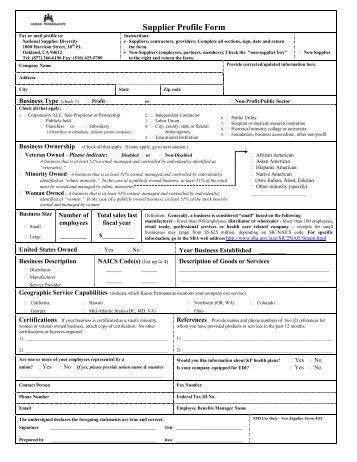 Supplier Profile Form