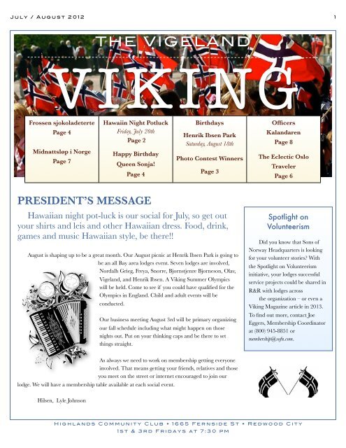 2012 4 Newsletter July:August - Sons of Norway Vigeland Lodge 6 ...