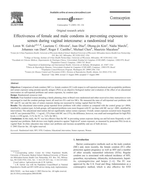 Effectiveness Of Female And Male Condoms In Preventing Rima