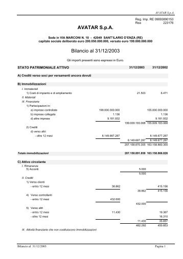 Bilancio 2003 e allegati Acrobat Reader (PDF) - Wgov.org