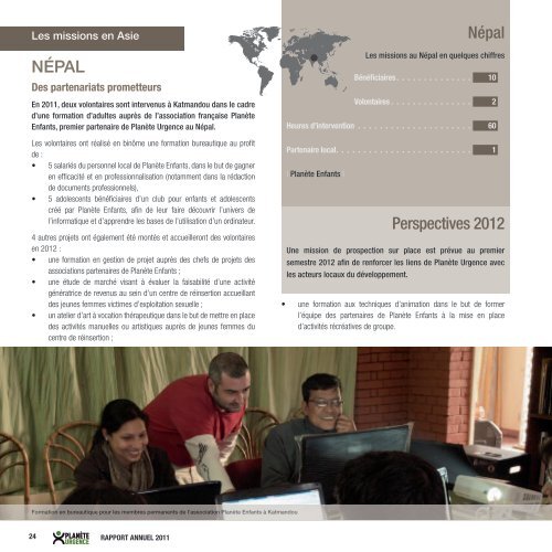 Rapport d'activitÃ© annuel de l'association - PlanÃ¨te Urgence