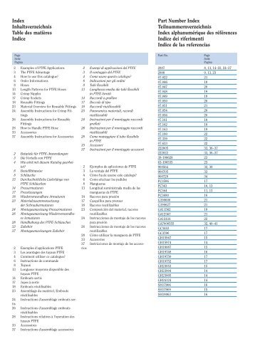 Index Inhaltsverzeichnis Table des matiÃ¨res Indice Part Number ...