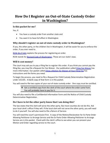 How Do I Register an Out-of-State Custody Order in Washington?