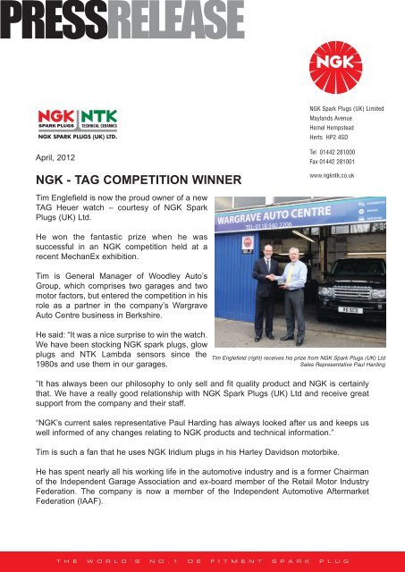 TAG COMPETITION WINNER - NGK Spark Plugs UK