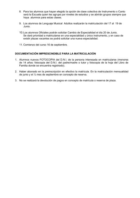 documento informativo de matriculación y preinscripción - Escuela ...