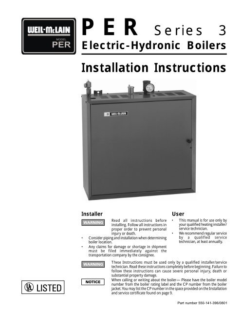 PER Boiler Manual - Weil-McLain