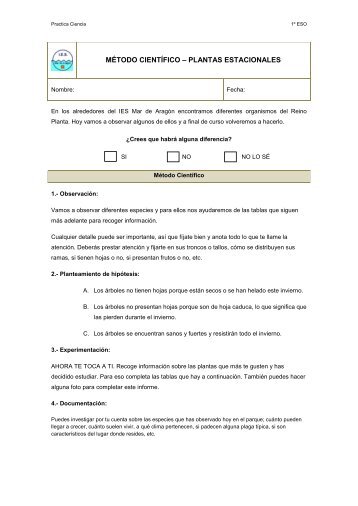 método científico – plantas estacionales - IES Mar de Aragón