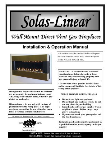 Solas Linear Owners Manual - Hearth Innovations