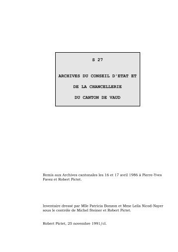 ImprimÃ©s officiels de la Chancellerie - Inventaires des Archives ...
