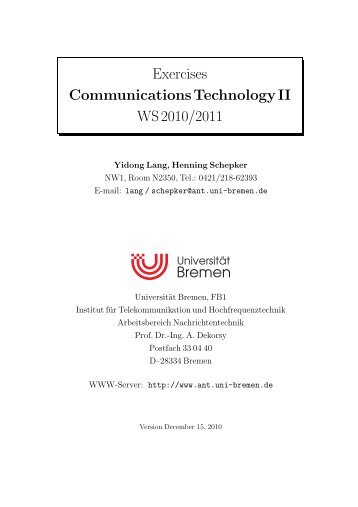 Exercises Communications Technology II WS 2010/2011