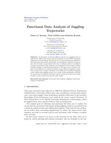 Functional Data Analysis of Juggling Trajectories - Paul Gribble