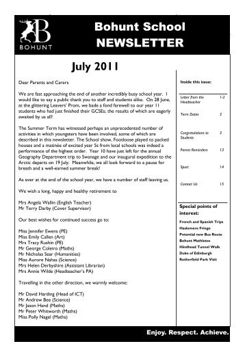 09_Newsletter Summer 2011 - Bohunt School