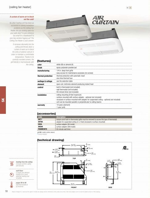 Features Accessories Technical Drawing Ceiling Fan Heater