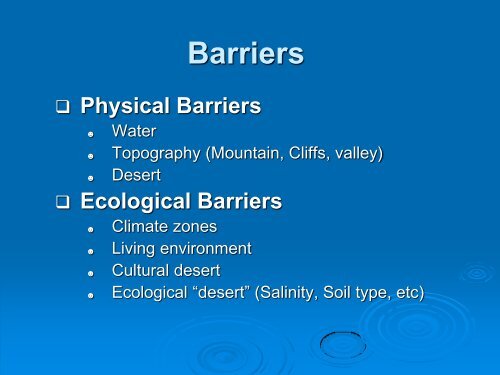 Dispersal & Colonization