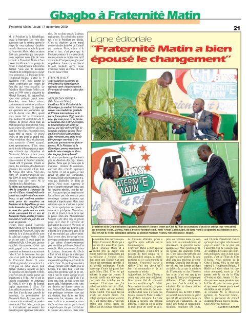 Gbagbo Ã  FraternitÃ© Matin - fratmat.info