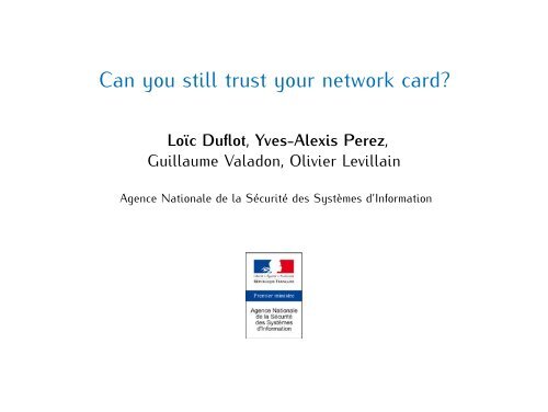 Can you still trust your network card? - Agence nationale de la ...