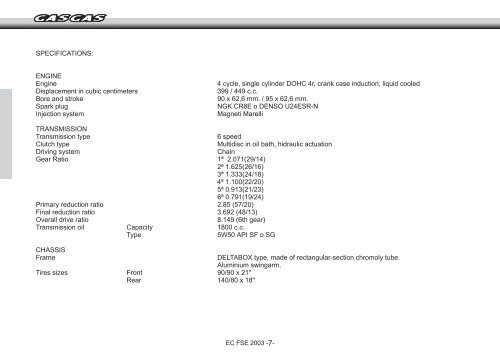 SERVICE MANUAL SERVICE MANUAL - Gas Gas