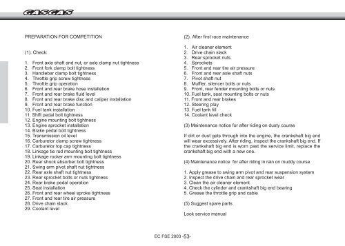 SERVICE MANUAL SERVICE MANUAL - Gas Gas