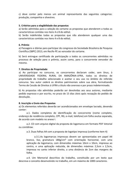 UNIVERSIDADE FEDERAL RURAL DA AMAZÃNIA EDITAL ... - UFRA